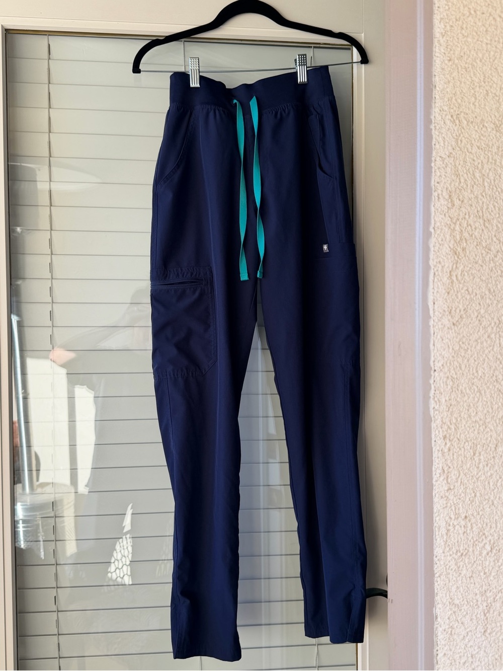 Figs Navy Fleece Lined High Waisted Scrub Pants
